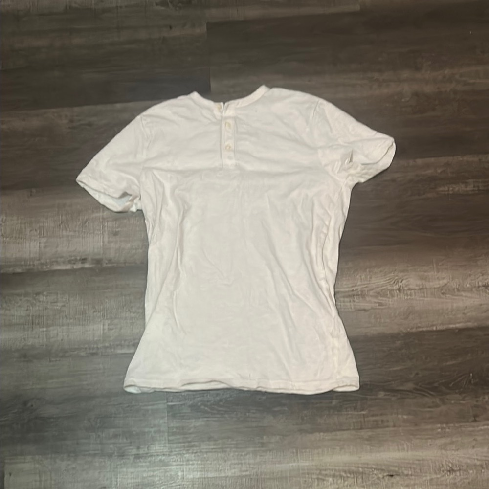 White Short Sleeve Henley Shirt